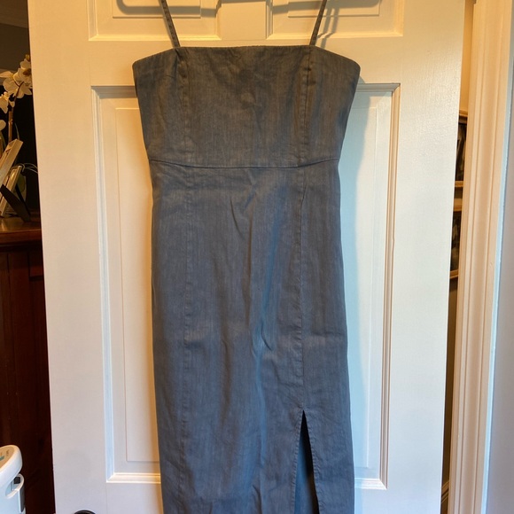 Theory Clean Strap Midi Dress Blue Steel Size 6 - Picture 10 of 12